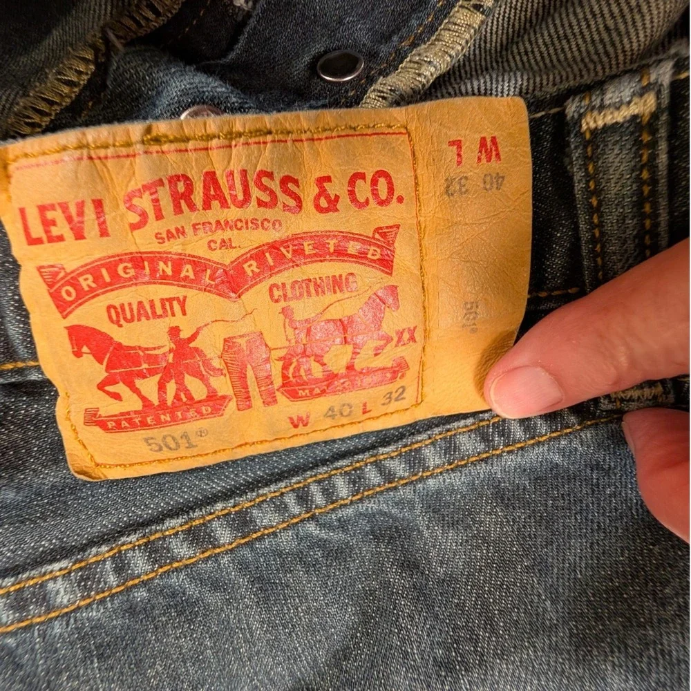 Levis 501 Original Fit Mens Dark Wash Indigo Button Fly Jeans 40x31 501-0444⬇️